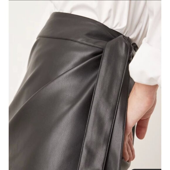 Never Fully Dressed BUNDLE of 2 Wrap Faux Leather Midi Skirts With Waist tie 6 - Picture 10 of 11